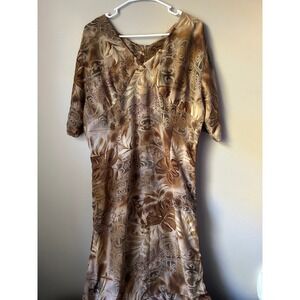 Erica Brooke  Floral Brown Tan Maxi Dress Plus‎ Vintage Indie Sleeze  90s Retro